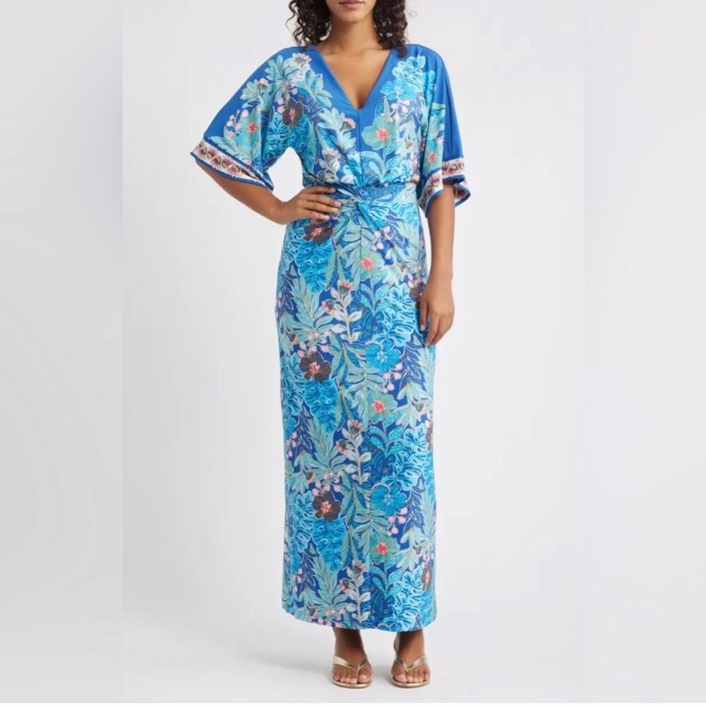 NWT Lilly Pulitzer Adalyn Maxi Dress Size 8 Starlight Navy Best Fronds Forever - Picture 4 of 14